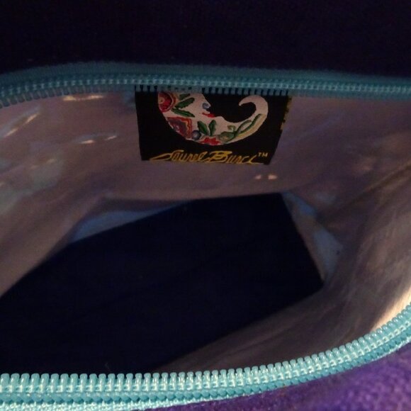 Indigo Cats Laurel Burch Small Canvas Purse Tote Handbag Blue NEW Beaded Sequin - Picture 7 of 8